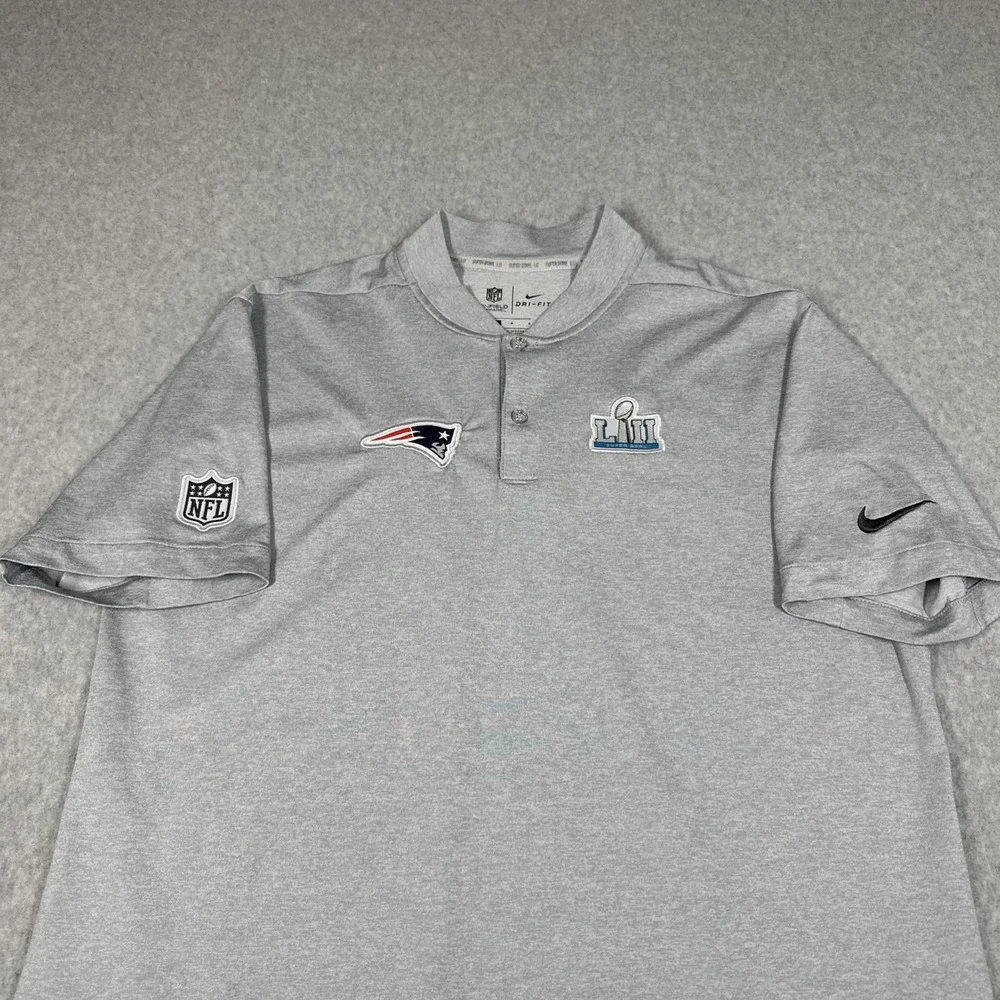 Nike NFL On Field Apparel Men's Super Bowl 52 Patriots‎ Henly Size Large Gray